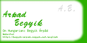 arpad begyik business card