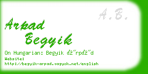 arpad begyik business card